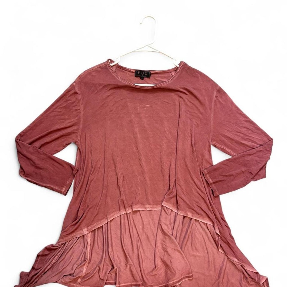 POL Dusty Rose Layered Sharkbite Tunic Top Small Boho Lagenlook
